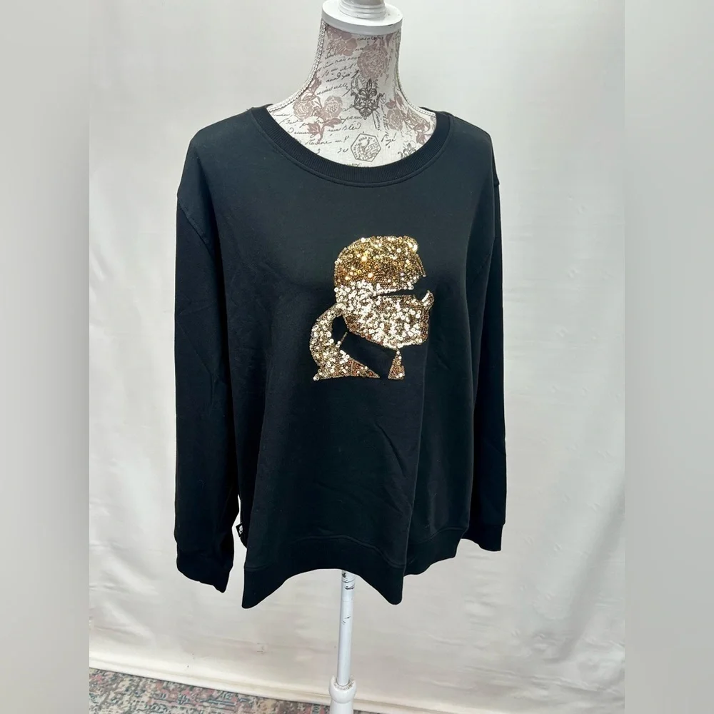KARL LAGERFELD‎ Black with gold head logo sweatshirt size XL. - Picture 8 of 12